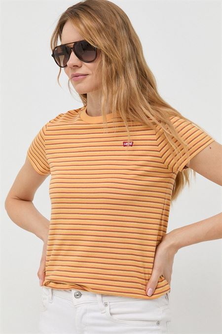 Bavlnené tričko Levi's oranžová farba