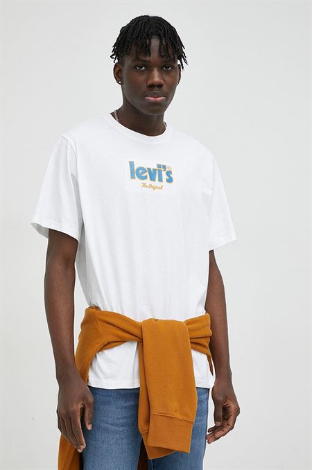 Bavlnené tričko Levi's biela farba