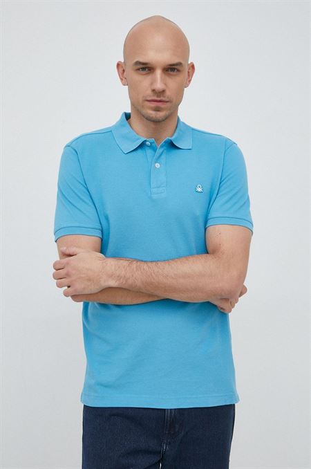 Bavlnené polo tričko United Colors of Benetton jednofarebné
