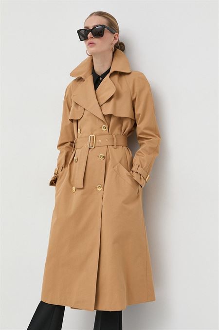 Bavlnený kabát Elisabetta Franchi béžová farba