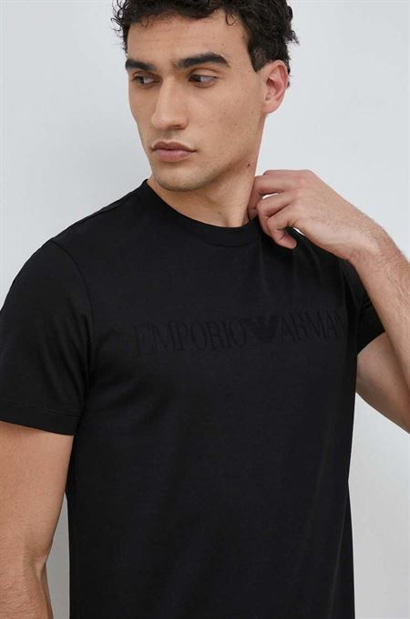 Bavlnené tričko Emporio Armani čierna farba