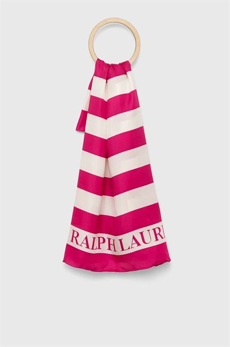 Hodvábna šatka Lauren Ralph Lauren ružová farba