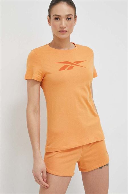 Bavlnené tričko Reebok oranžová farba