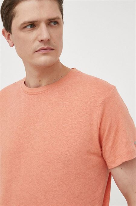 Ľanové tričko Pepe Jeans oranžová farba