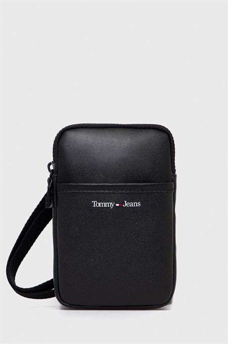 Kožené puzdro na mobil Tommy Jeans čierna farba