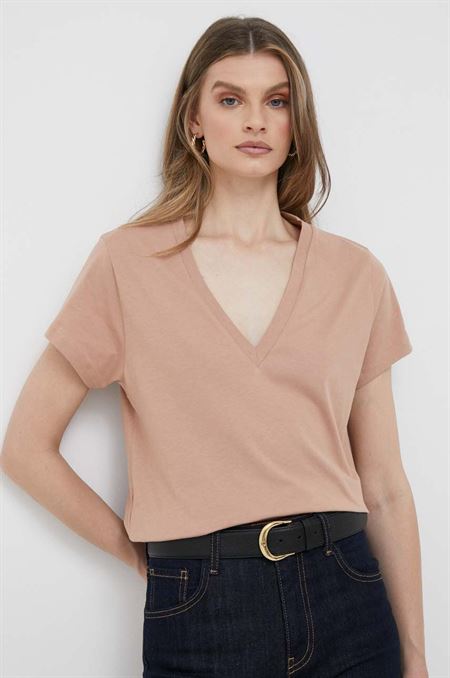 Bavlnené tričko Sisley hnedá farba