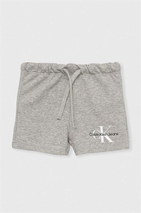Detské krátke nohavice Calvin Klein Jeans šedá farba