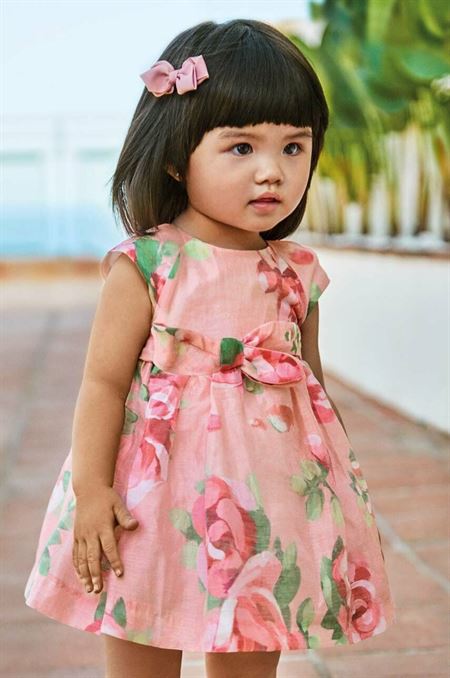 Ľanové šaty pre bábätká Mayoral ružová farba