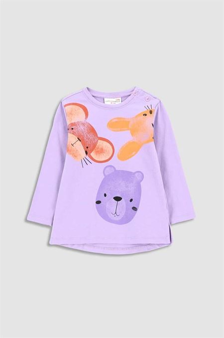 Tričko s dlhým rukávom pre bábätká Coccodrillo fialová farba