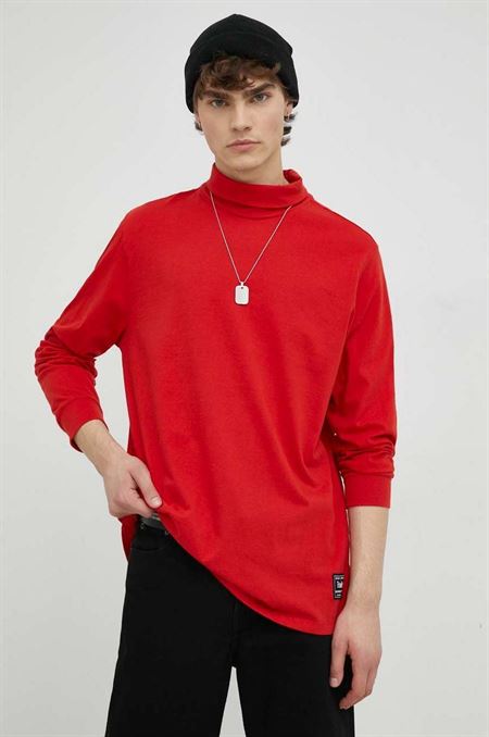 Bavlnené tričko s dlhým rukávom Levi's červená farba