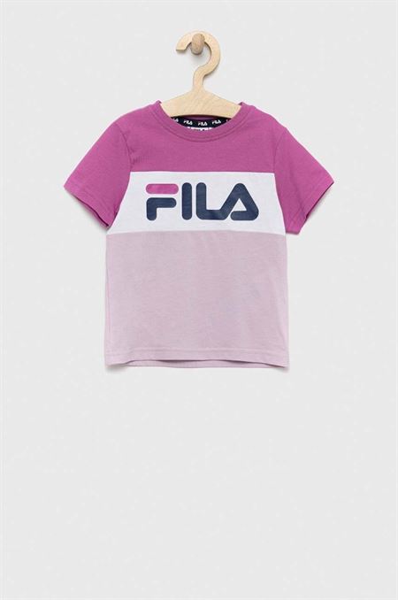 Detské bavlnené tričko Fila fialová farba