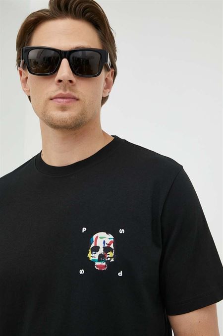 Bavlnené tričko PS Paul Smith čierna farba