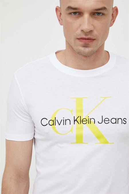 Bavlnené tričko Calvin Klein Jeans biela farba