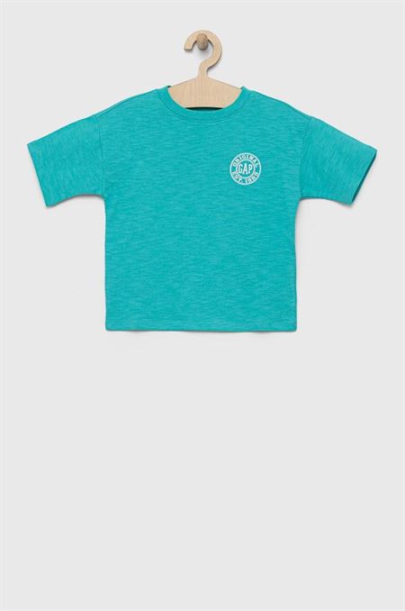 Detské bavlnené tričko GAP tyrkysová farba