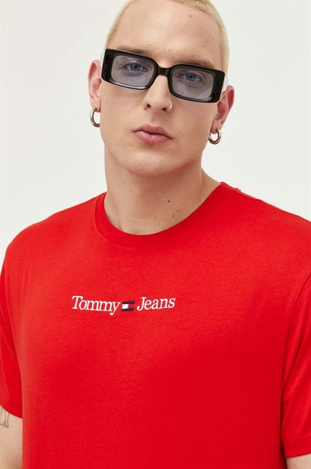 Bavlnené tričko Tommy Jeans tyrkysová farba
