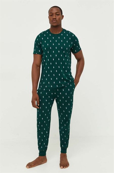 Bavlnené pyžamové nohavice Polo Ralph Lauren zelená farba