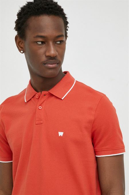 Bavlnené polo tričko Wrangler oranžová farba