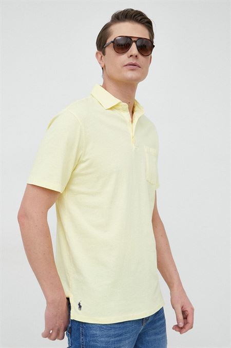 Polo tričko s prímesou ľanu Polo Ralph Lauren žltá farba
