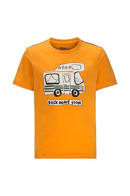 Detské bavlnené tričko Jack Wolfskin WOLF & VAN T B oranžová farba