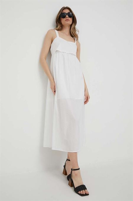 Bavlnené šaty Sisley biela farba