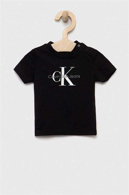 Detské tričko Calvin Klein Jeans čierna farba
