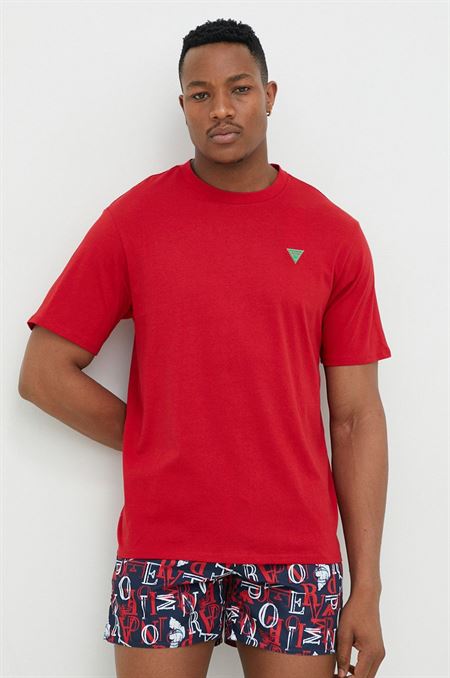 Bavlnené tričko Guess červená farba