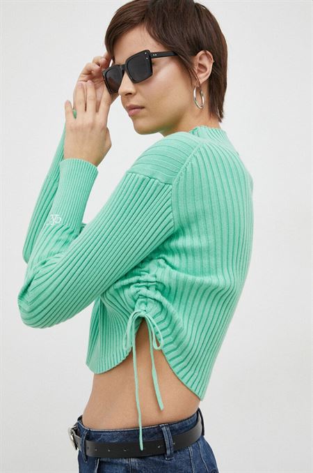 Bavlnený sveter Calvin Klein Jeans zelená farba
