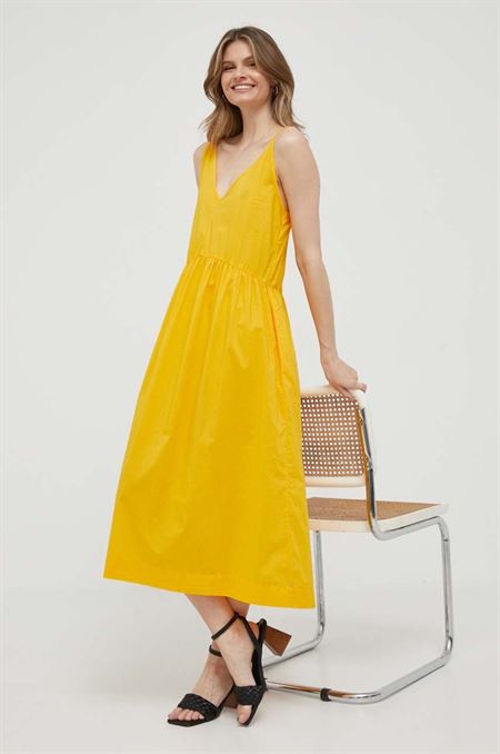 Bavlnené šaty United Colors of Benetton žltá farba
