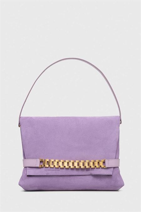 Semišová kabelka Victoria Beckham fialová farba