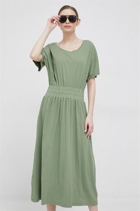 Bavlnené šaty Deha zelená farba