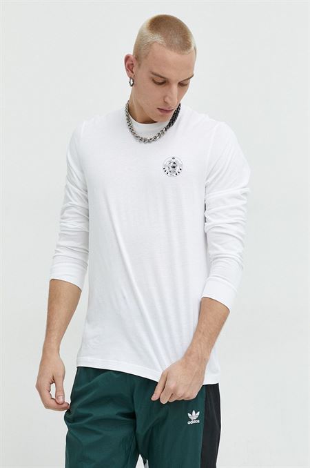 Bavlnené tričko s dlhým rukávom adidas Originals x Disney biela farba