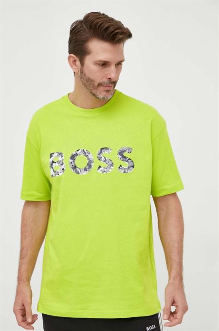 Bavlnené tričko BOSS BOSS GREEN zelená farba