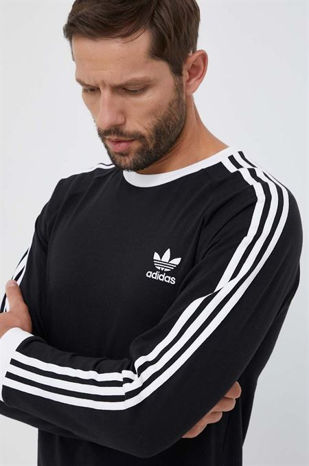 Bavlnené tričko s dlhým rukávom adidas Originals 3-Stripes Long Sleeve Tee IA4877-BLACK