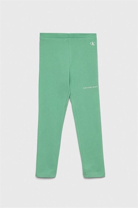 Detské legíny Calvin Klein Jeans zelená farba
