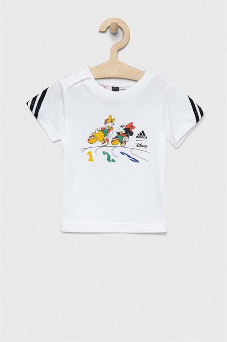 Detské bavlnené tričko adidas x Disney biela farba