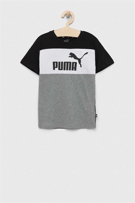 Detské bavlnené tričko Puma ESS Block Tee B šedá farba
