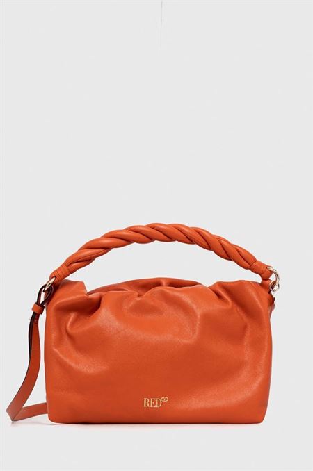 Kožená kabelka Red Valentino oranžová farba