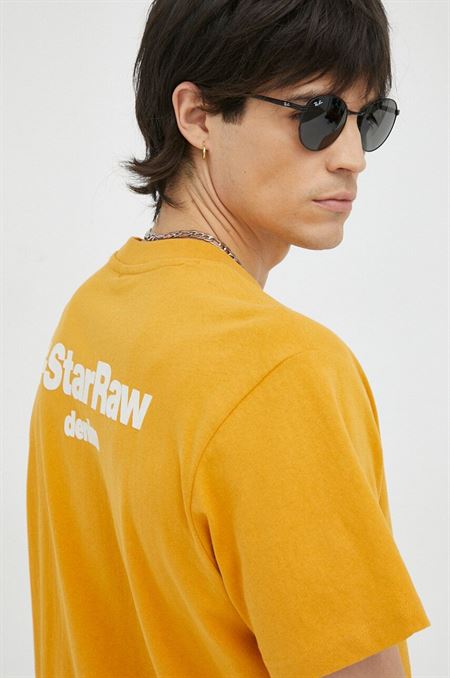 Bavlnené tričko G-Star Raw oranžová farba
