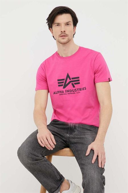 Bavlnené tričko Alpha Industries ružová farba