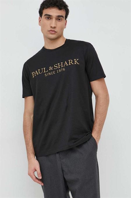 Bavlnené tričko Paul&Shark čierna farba