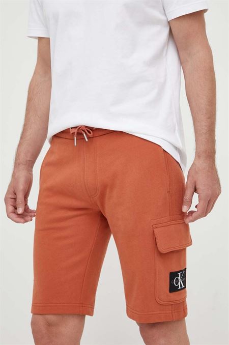 Bavlnené šortky Calvin Klein Jeans oranžová farba