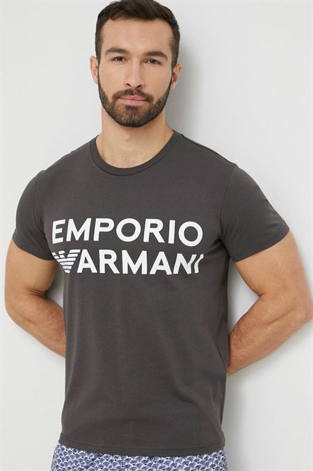 Bavlnené pyžamové tričko Emporio Armani Underwear šedá farba