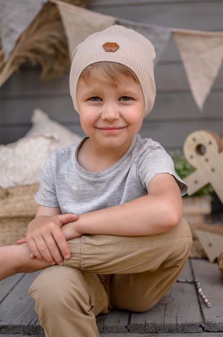 Detská bavlnená čiapka Jamiks SEVERUS béžová farba biela