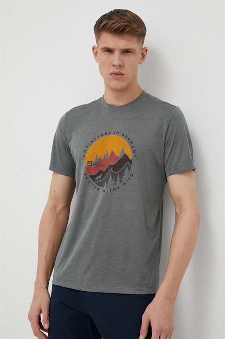 Športové tričko Jack Wolfskin Hiking šedá farba