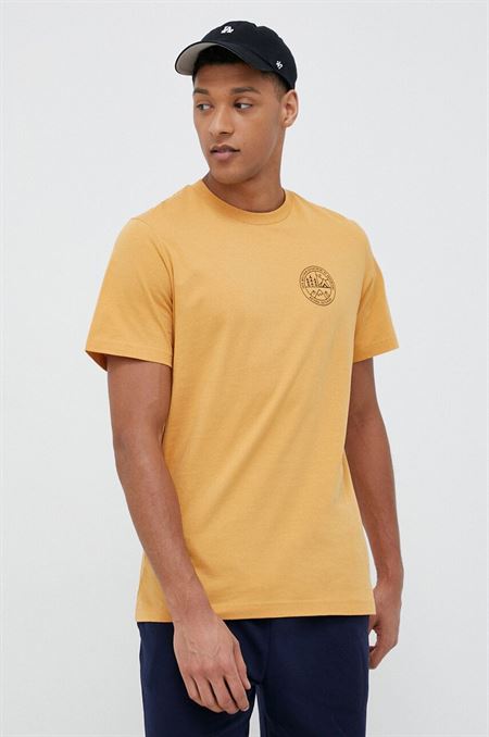 Bavlnené tričko Jack Wolfskin 10 žltá farba