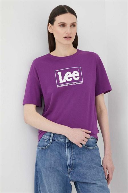 Bavlnené tričko Lee fialová farba