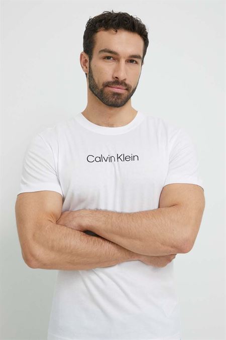 Bavlnené plážové tričko Calvin Klein biela farba