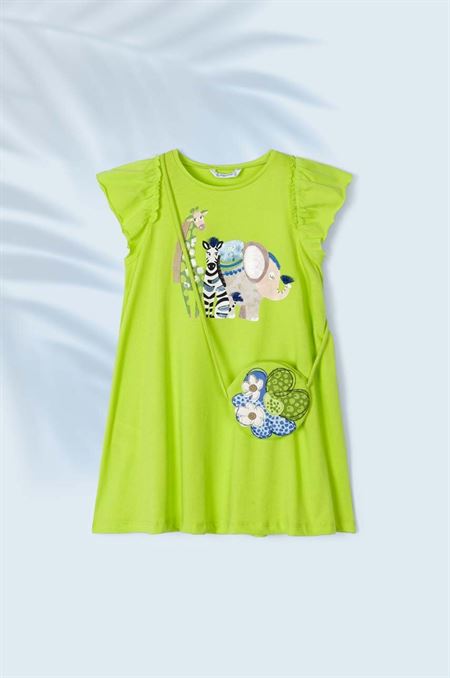 Dievčenské šaty s kabelkou Mayoral zelená farba