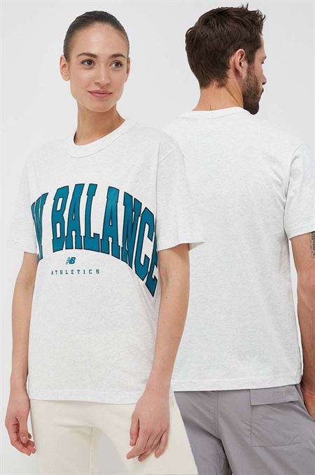 Bavlnené tričko New Balance UT31551SAH šedá farba