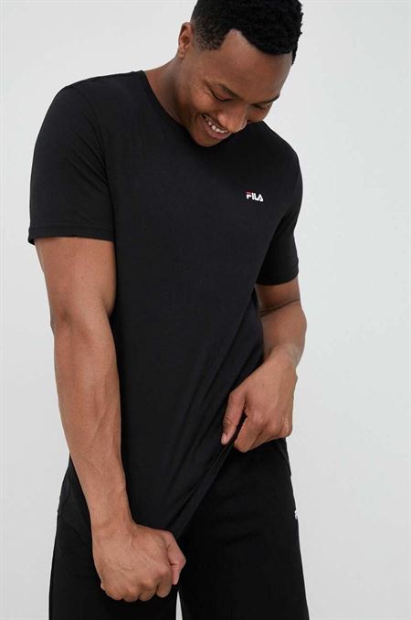 Bavlnené tričko Fila 2-pak čierna farba